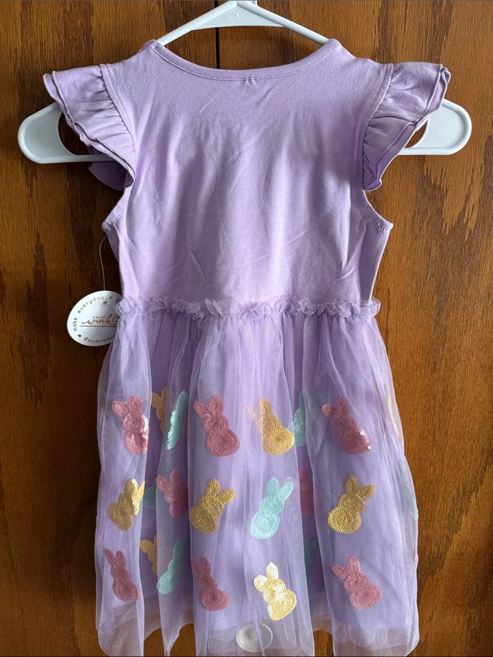 Lavender Bunny Tulle Dress for Girls - Sparkle Appliqué Easter